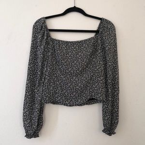 Abercrombie & fitch shirred back ditzy floral top puff sleeve